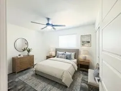 Staged bedroom in a Hampton on 27th apartment, Phoenix AZ